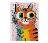 Puzzle Difficile pour Adultes 52x38cm/1000pcs Cartoon Orange Cat with Big Eyes Puzzles pour Adultes - Jeux De Détente - Analyse Et Logique - Défi Éducatif 52x38cm/1000pcs
