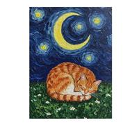 Puzzle Difficile pour Adultes 52x38cm/1000pcs Cat Sleeping Under Starry Night Sky Puzzle, Jouet, Décoration Murale, Motif À Assembler, pour Les Jeux 52x38cm/1000pcs