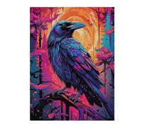 Puzzle Difficile pour Adultes 52x38cm/1000pcs Crow Ravens Ink Puzzles pour Adultes, Jouets Anti-Stress, Décoration Intérieure, Cadeau d'anniversaire, Cadeaux, 52x38cm/1000pcs