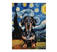 Puzzle Difficile pour Adultes 52x38cm/1000pcs Dachshund Starry Night Puzzles pour Adultes, Jeux en Famille, Défi Éducatif Difficile 52x38cm/1000pcs