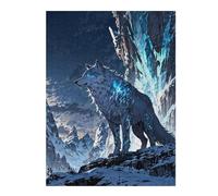 Puzzle Difficile pour Adultes 52x38cm/1000pcs Frost Guardian White Wolf in Snowy Mountains Puzzle pour Adultes, Jeu De Réflexion, Décoration Intérieure, Défi Éducatif 52x38cm/1000pcs