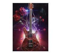 Puzzle Difficile pour Adultes 52x38cm/1000pcs Guitar in Roses Puzzle, Jouet, Décoration Murale, Motif À Assembler, pour Les Jeux 52x38cm/1000pcs
