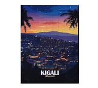 Puzzle Difficile pour Adultes 52x38cm/1000pcs Kigali, Rwanda Cityscape at Night Puzzles pour Adultes - Jeu Manuel - Une Œuvre d'art - Un pour Les Amateurs De Jeux 52x38cm/1000pcs