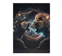 Puzzle Difficile pour Adultes 52x38cm/1000pcs Lion Duel in Cosmic Light Puzzle Adulte, Jouet, Décoration Murale, Motif À Assembler, Cadeau pour Les Amis Et La Famille 52x38cm/1000pcs