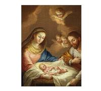Puzzle Difficile pour Adultes 52x38cm/1000pcs Nativity Scene Painting with Angels Puzzles pour Adultes, Jouets Anti-Stress, Décoration Intérieure, Cadeau d'anniversaire, Cadeaux, 52x38cm/1000pcs