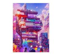 Puzzle Difficile pour Adultes 52x38cm/1000pcs Neon Cityscape Vibrant Urban Landscape Puzzle pour Adultes, Casse-tête, Jeu De Rapidité, pour Les Joueurs 52x38cm/1000pcs