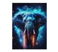 Puzzle Difficile pour Adultes 52x38cm/1000pcs Neon Cyan Elephant Nebulae Puzzles pour Adultes, Jeux en Famille, Défi Éducatif Difficile 52x38cm/1000pcs