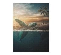 Puzzle Difficile pour Adultes 52x38cm/1000pcs Ocean's Whisper A Man and A Sea Turtle Puzzles pour Adultes, Jouets Anti-Stress, Décoration Intérieure, Cadeau d'anniversaire, Cadeaux, 52x38cm/1000pcs