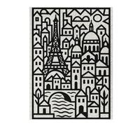 Puzzle Difficile pour Adultes 52x38cm/1000pcs Paris Cityscape Black and White Illustration Puzzle pour Adultes, Jouet, Décoration Murale, Découpe De Précision, Difficile À Compléter 52x38cm/1000pcs