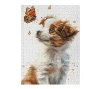 Puzzle Difficile pour Adultes 52x38cm/1000pcs Puppy and Butterfly Casse-tête pour Adultes, Jeu De Réflexion, Décoration Murale, Cadeau d'anniversaire, Cadeaux, 52x38cm/1000pcs