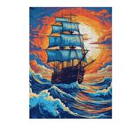 Puzzle Difficile pour Adultes 52x38cm/1000pcs Sailing Ship by Sunset Puzzle Adulte, Jouet, Décoration Murale, Motif À Assembler, Cadeau pour Les Amis Et La Famille 52x38cm/1000pcs