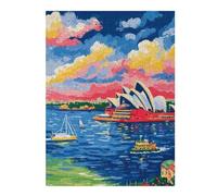 Puzzle Difficile pour Adultes 52x38cm/1000pcs Sydney Opera House Colorful Painting Puzzles pour Adultes, Jouets Anti-Stress, Décoration Intérieure, Cadeau d'anniversaire, Cadeaux, 52x38cm/1000pcs