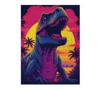 Puzzle Difficile pour Adultes 52x38cm/1000pcs Vibrant Dinosaur Sunset Artwork Puzzle Adulte, Jouet, Décoration Murale, Motif À Assembler, Cadeau pour Les Amis Et La Famille 52x38cm/1000pcs