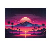 Puzzle Difficile pour Adultes 52x38cm/1000pcs Vibrant Retro Sunset Landscape -3 Puzzle pour Adultes, Casse-tête, Jeu De Rapidité, pour Les Joueurs 52x38cm/1000pcs