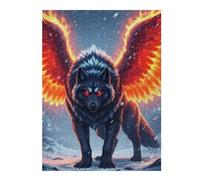 Puzzle Difficile pour Adultes 52x38cm/1000pcs Winged Wolf with Fiery Wings Puzzle pour Adultes, Jeu De Réflexion, Décoration Intérieure, Défi Éducatif 52x38cm/1000pcs
