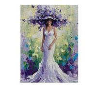 Puzzle Difficile pour Adultes 52x38cm/1000pcs Woman in White Dress with Floral Hat Puzzles pour Adultes - Jeu Manuel - Une Œuvre d'art - Un pour Les Amateurs De Jeux 52x38cm/1000pcs