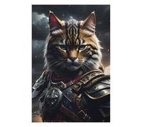Puzzle Difficile pour Adultes 75x50cm/1000pcs Cat Armor Angry Puzzles pour Adultes, Jeux en Famille, Défi Éducatif Difficile 75x50cm/1000pcs