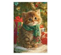 Puzzle Difficile pour Adultes 75x50cm/1000pcs Christmas Kitten with Scarf Puzzle pour Adultes, Jouet, Décoration Murale, Découpe De Précision, Difficile À Compléter 75x50cm/1000pcs