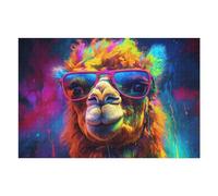 Puzzle Difficile pour Adultes 75x50cm/1000pcs Colorful Llama with Sunglasses Puzzle pour Adultes, Jouet Anti-Stress, Cadeau d'anniversaire pour Les Amis Et La Famille 75x50cm/1000pcs