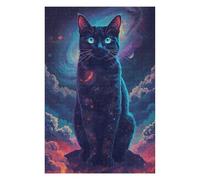 Puzzle Difficile pour Adultes 75x50cm/1000pcs Cosmic Black Cat Portrait Puzzle, Jouet, Décoration Murale, Motif À Assembler, pour Les Jeux 75x50cm/1000pcs