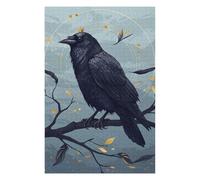 Puzzle Difficile pour Adultes 75x50cm/1000pcs Crowned Raven on Branch Digital Art Puzzle, Jouet, Décoration Murale, Motif À Assembler, pour Les Jeux 75x50cm/1000pcs