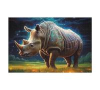 Puzzle Difficile pour Adultes 75x50cm/1000pcs Enchanted Rhino in Starlit Field Puzzle pour Adultes, Jouet Anti-Stress, Cadeau d'anniversaire pour Les Amis Et La Famille 75x50cm/1000pcs