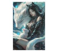 Puzzle Difficile pour Adultes 75x50cm/1000pcs Fantasy Warrior with White Foxes Puzzle pour Adultes, Jouet, Décoration Murale, Découpe De Précision, Difficile À Compléter 75x50cm/1000pcs