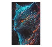 Puzzle Difficile pour Adultes 75x50cm/1000pcs Flame-Wrapped Feline Fantasy Puzzle Adulte, Jouet, Décoration Murale, Motif À Assembler, Cadeau pour Les Amis Et La Famille 75x50cm/1000pcs