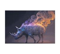 Puzzle Difficile pour Adultes 75x50cm/1000pcs Galactic Rhino Cosmic Fusion Artwork Puzzle pour Adultes, Jouet Anti-Stress, Cadeau d'anniversaire pour Les Amis Et La Famille 75x50cm/1000pcs