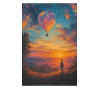 Puzzle Difficile pour Adultes 75x50cm/1000pcs Hot Air Balloon Sunset Landscape Painting Puzzle, Jouet, Décoration Murale, Motif À Assembler, pour Les Jeux 75x50cm/1000pcs