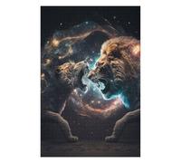 Puzzle Difficile pour Adultes 75x50cm/1000pcs Lion Duel in Cosmic Light Puzzle Adulte, Jouet, Décoration Murale, Motif À Assembler, Cadeau pour Les Amis Et La Famille 75x50cm/1000pcs