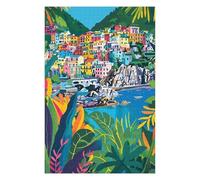 Puzzle Difficile pour Adultes 75x50cm/1000pcs Minimalist Italy Art Cinque Terre Coast Puzzles pour Adultes, Jouets Anti-Stress, Décoration Intérieure, Cadeau d'anniversaire, Cadeaux, 75x50cm/1000pcs