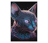 Puzzle Difficile pour Adultes 75x50cm/1000pcs Neon Mystic Cat Portrait Puzzle Adulte, Jouet, Décoration Murale, Motif À Assembler, Cadeau pour Les Amis Et La Famille 75x50cm/1000pcs