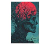 Puzzle Difficile pour Adultes 75x50cm/1000pcs Skull Tree with Red Moon Puzzles pour Adultes, Jeux en Famille, Défi Éducatif Difficile 75x50cm/1000pcs