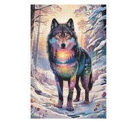 Puzzle Difficile pour Adultes 75x50cm/1000pcs Spirit of The Seasons - Wolf Landscape Double Exposure Art Puzzles pour Adultes - Jeu Manuel - Une Œuvre d'art - Un pour Les Amateurs De Jeux 1000 P
