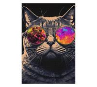 Puzzle Difficile pour Adultes 75x50cm/1000pcs Stylish Cat Glasses Art -1 Puzzles pour Adultes Jeux De Détente Cadeau d'anniversaire Cadeau d'anniversaire, Cadeaux, 75x50cm/1000pcs