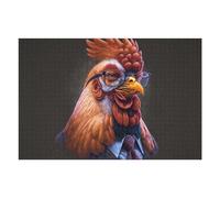 Puzzle Difficile pour Adultes 75x50cm/1000pcs Stylish Chicken with Glasses Puzzle pour Adultes, Jouet, Décoration Murale, Découpe De Précision, Difficile À Compléter 75x50cm/1000pcs