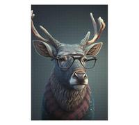 Puzzle Difficile pour Adultes 75x50cm/1000pcs Stylish Deer with Glasses Puzzle pour Adultes, Jeu De Réflexion, Décoration Intérieure, Défi Éducatif 75x50cm/1000pcs