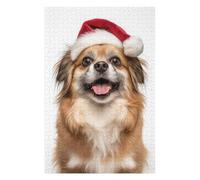 Puzzle Difficile pour Adultes 75x50cm/1000pcs Tibetan Spaniel Dog with Santa Hat Casse-tête pour Adultes, Jeu De Réflexion, Décoration Murale, Cadeau d'anniversaire, Cadeaux, 75x50cm/1000pcs
