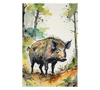 Puzzle Difficile pour Adultes 75x50cm/1000pcs Watercolor Wild Boar Puzzle, Jouet, Décoration Murale, Motif À Assembler, pour Les Jeux 75x50cm/1000pcs