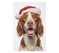 Puzzle Difficile pour Adultes 75x50cm/1000pcs Welsh Springer Spaniel Dog with Santa Hat Portrait Puzzle, Jouet, Décoration Murale, Motif À Assembler, pour Les Jeux 75x50cm/1000pcs