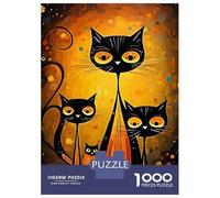 Puzzle Difficile pour Adultes De 1000 Pièces Abstract Black Cats Puzzles pour Adolescents, Amusants Et Humoristiques, Un Défi Stimulant pour Réduire Le Stress 52x38cm/1000pcs