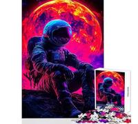 Puzzle Difficile pour Adultes de 1000 pièces Astronaute sur Une planète Extraterrestre Jeu de Puzzle de 1000 pièces Jeu Relaxant Excellent Cadeau pour Les Loisirs à la Maison (50x75cm)