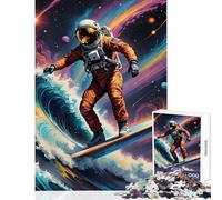 Puzzle Difficile pour Adultes de 1000 pièces Astronaute Surfeur dans Un océan Cosmique Décoration intérieure Jouet Cadeau Amusant Jeu Familial Chaque pièce est Unique Dimensions 50x75cm