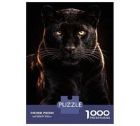Puzzle Difficile pour Adultes De 1000 Pièces Black Panther with Intense Yellow Eyes Puzzle pour Adultes Jeu Manuel Difficile Cadeau d'anniversaire, Cadeaux, 38x26cm/1000pcs