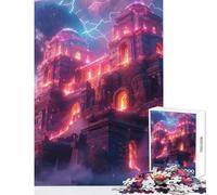 Puzzle Difficile pour Adultes de 1000 pièces château Fantastique avec éclairs et planète décoration Murale Cadeau d'anniversaire (50x75cm)