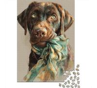 Puzzle Difficile pour Adultes De 1000 Pièces Chocolate Labrador Retriever Art Print Puzzle Anti-Stress, Jeu Éducatif Amusant Et Humoristique 38x26cm/1000pcs