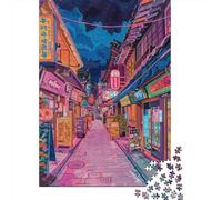 Puzzle Difficile pour Adultes De 1000 Pièces Colorful Night Market Street Scene Puzzles pour Adolescents, Amusants Et Humoristiques, Un Défi Stimulant pour Réduire Le Stress 38x26cm/1000pcs