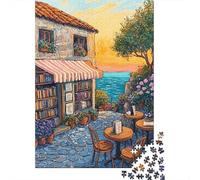 Puzzle Difficile pour Adultes De 1000 Pièces Cozy Cafe by The Sea Casse-tête pour Adultes, Jeu De Réflexion, Analyse Et Logique, pour Les Amis Et La Famille 70x50cm/1000pcs