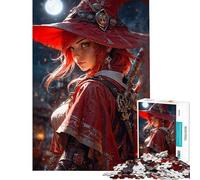 Puzzle Difficile pour Adultes de 1000 pièces Crimson Under The Moon Un Puzzle à Monter soi-même Amusant et Humoristique idéal pour Les Amateurs de Jeux vidéo (50x75cm)